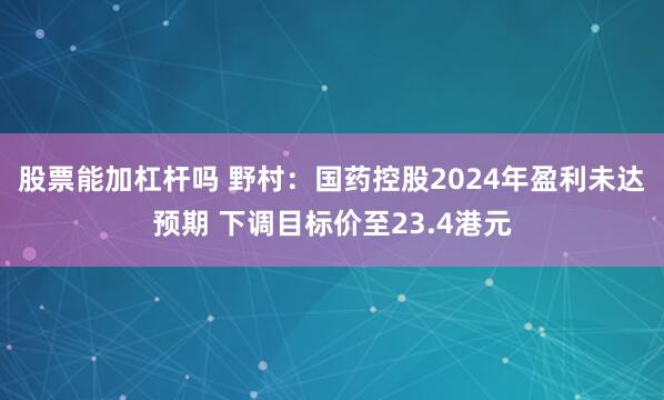 股票能加杠杆吗 野村：国药控股2024年盈利未达预期 下调目标价至23.4港元