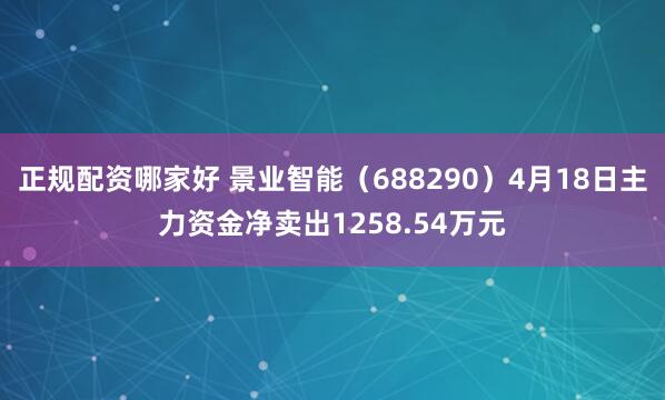 正规配资哪家好 景业智能（688290）4月18日主力资金净卖出1258.54万元