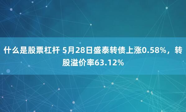 什么是股票杠杆 5月28日盛泰转债上涨0.58%，转股溢价率63.12%